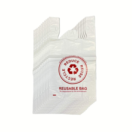 100x Large Reusable Plastic Singlet Shopping Bags - 80% Recycled 38UM Compliant-0