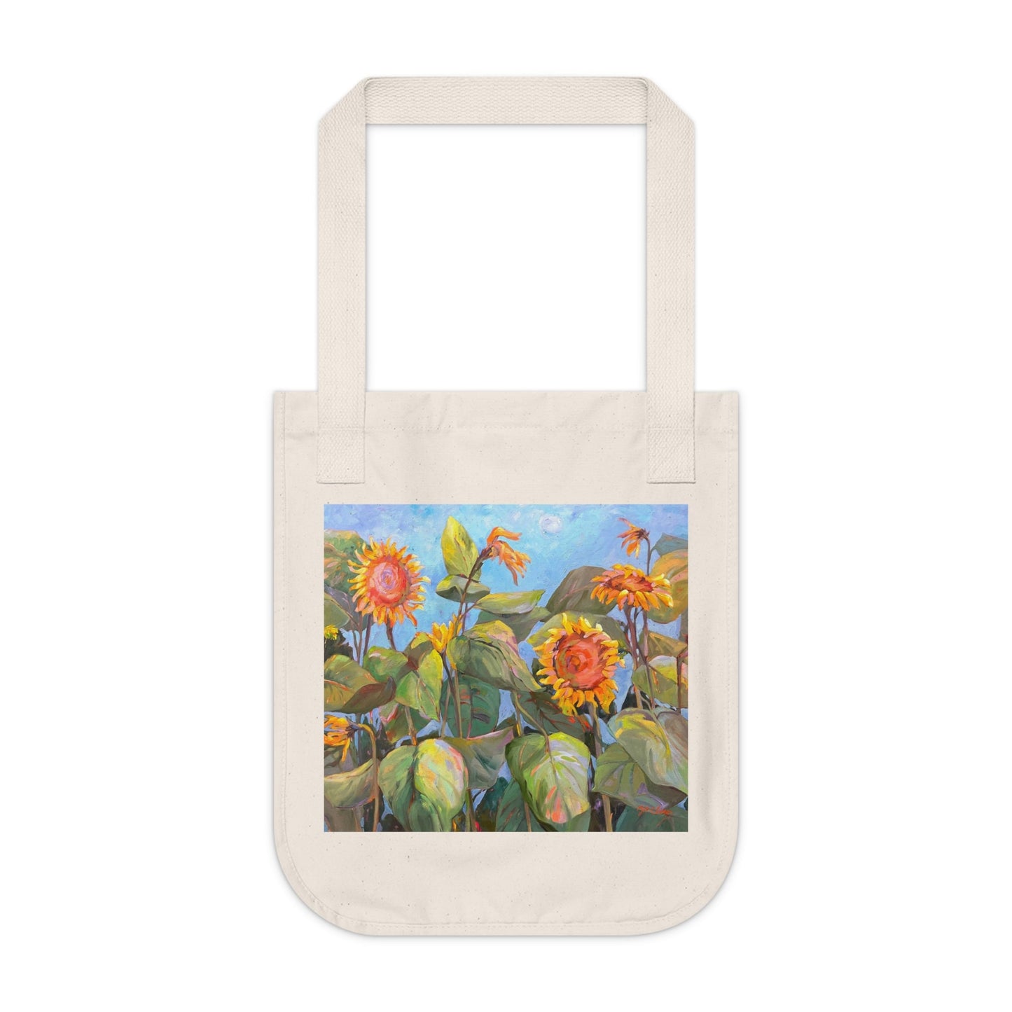 Organic Canvas Tote Bag with 'Sunflowers' Floral I Original Artwork by American Artist Barbara Cleary-0