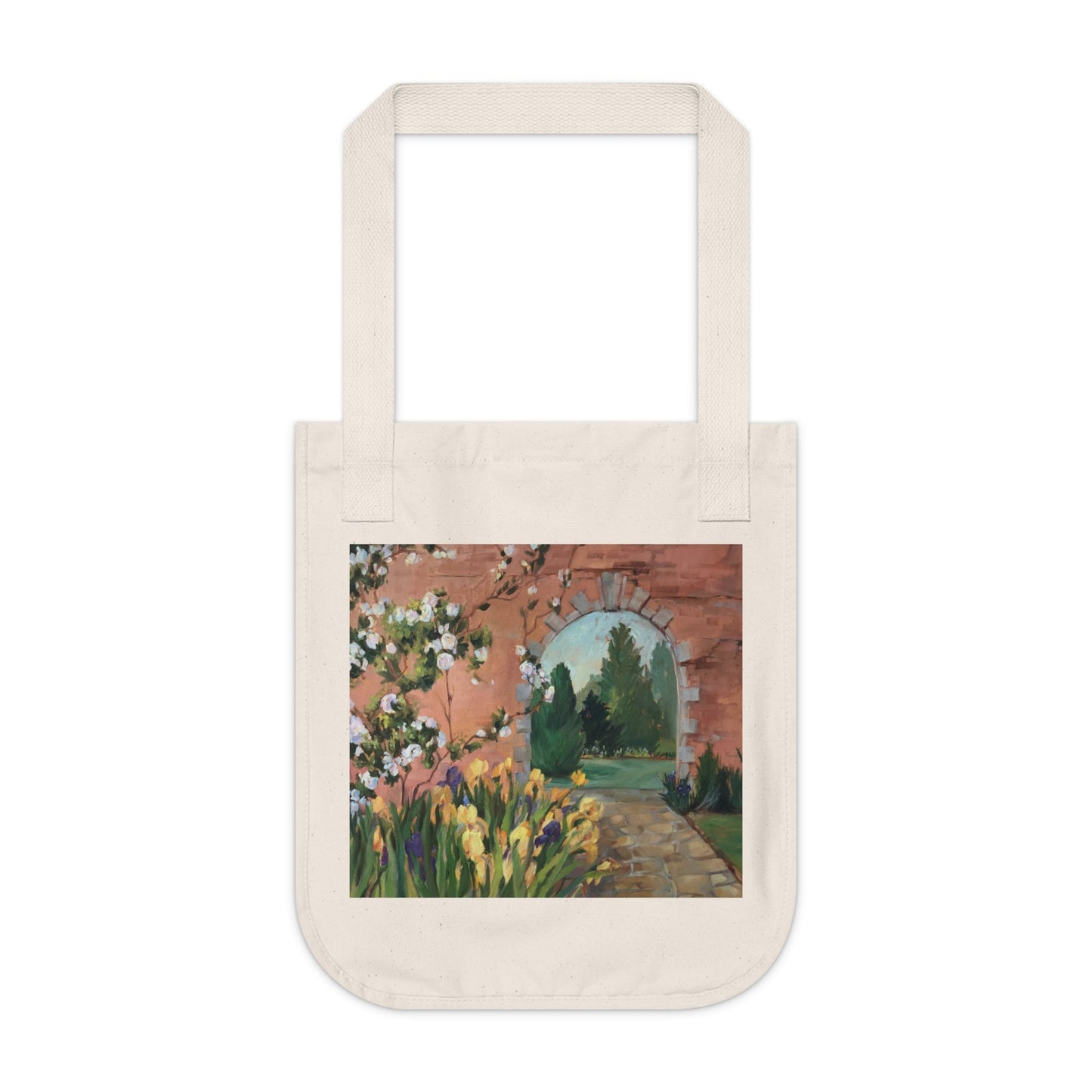 Organic Canvas Tote Bag with 'Inner Garden' I Original Artwork by American Artist Barbara Cleary-0