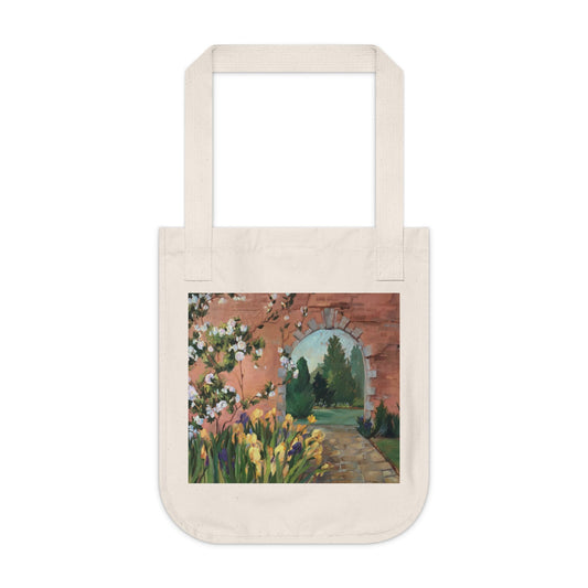 Organic Canvas Tote Bag with 'Inner Garden' I Original Artwork by American Artist Barbara Cleary-0