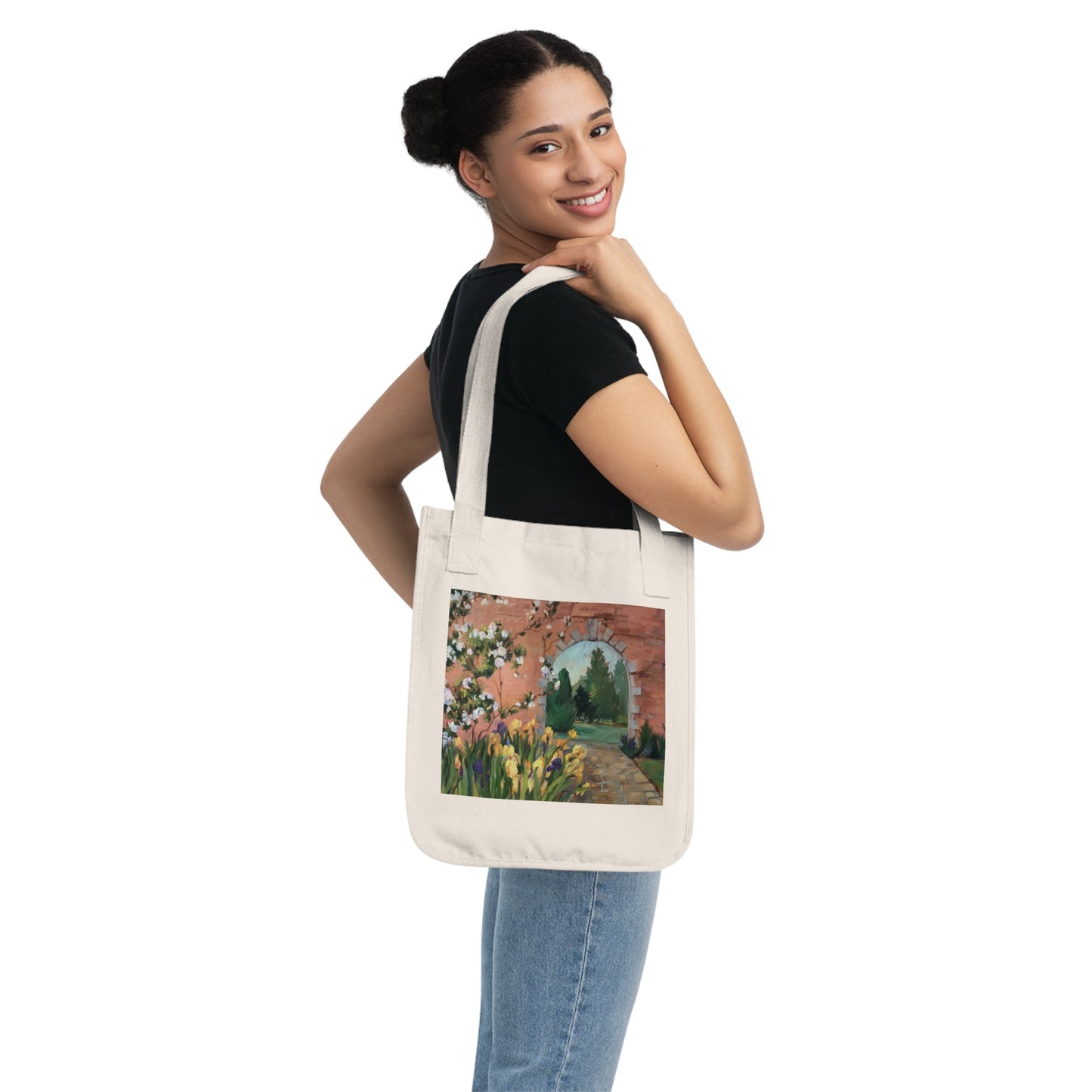 Organic Canvas Tote Bag with 'Inner Garden' I Original Artwork by American Artist Barbara Cleary-3