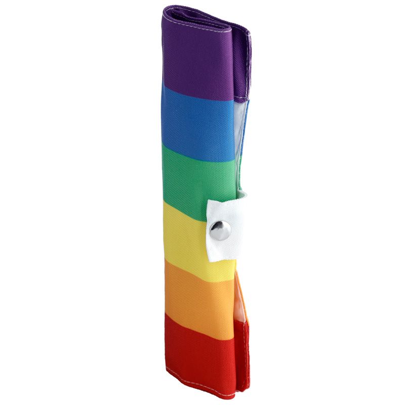 Natural Bamboo Cutlery Set with Rainbow Canvas Holder-1